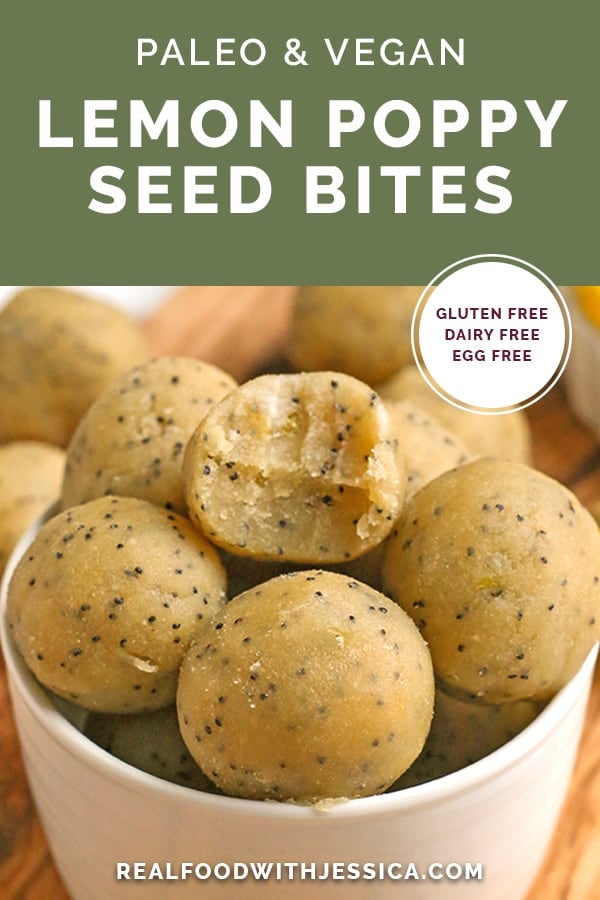 paleo vegan lemon poppy seed bites with text