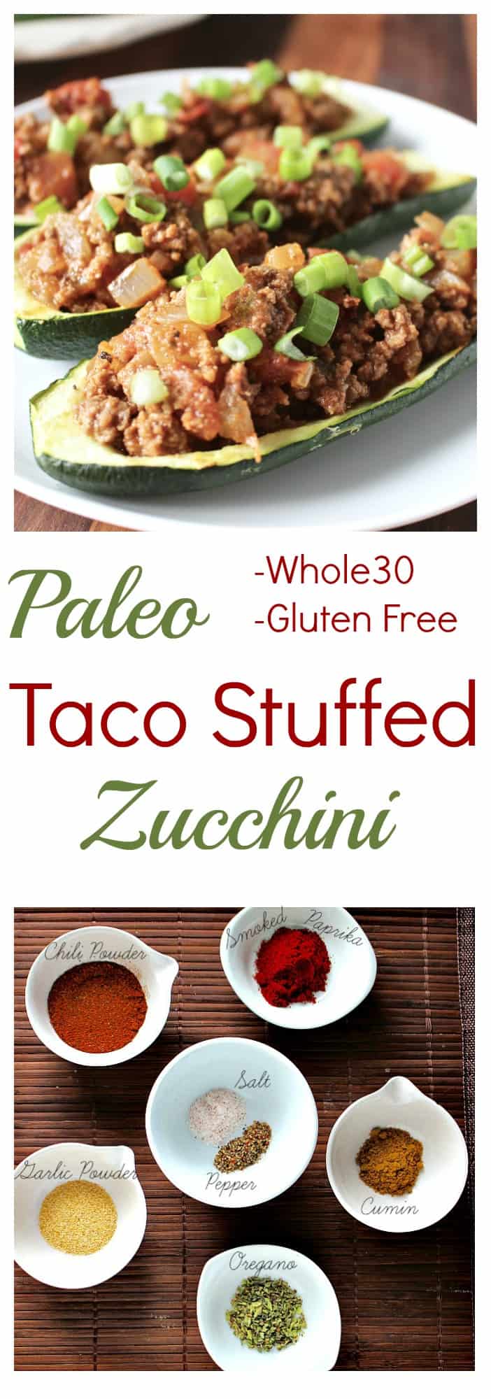 Paleo Taco Stuffed Zucchini 