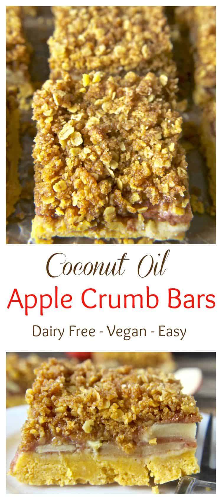 Coconut Oil Apple Crumb Bars- easy and so delicious! Vegan and dairy free!