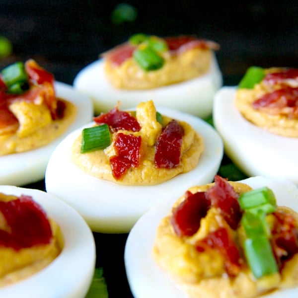 Paleo Chipotle Bacon Deviled Eggs