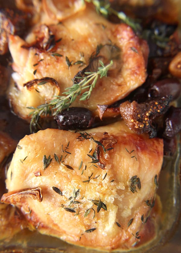 Paleo Roasted Chicken with Fig and Olives 