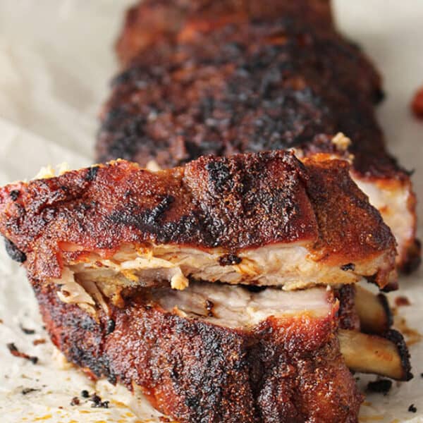 Paleo Oven Baked Ribs on a baking paper.
