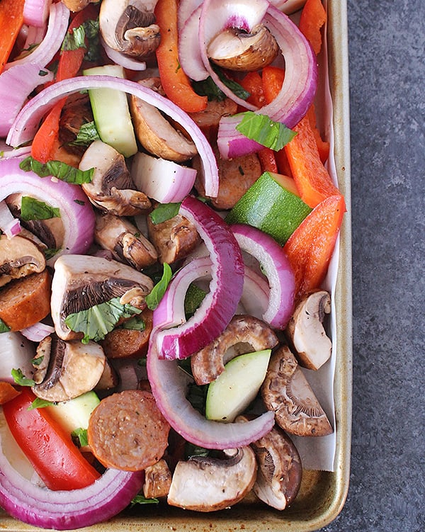 Roasted Veggie Medley with Sausage (paleo)