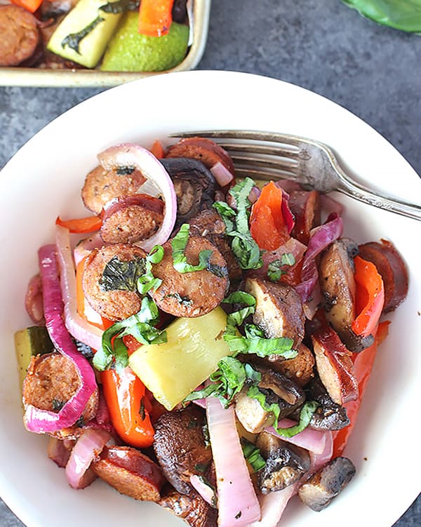 Roasted Veggie Medley with Sausage (paleo)