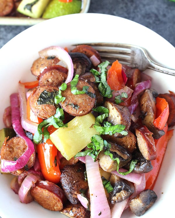 Roasted Veggie Medley with Sausage (paleo)