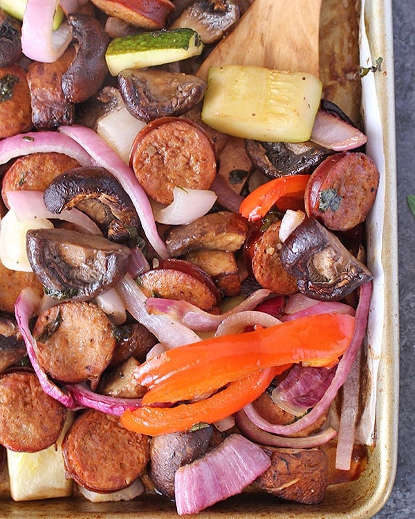 Roasted Veggie Medley with Sausage (paleo)