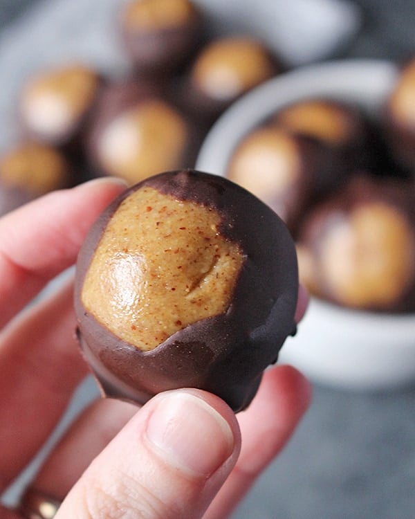 These Healthy Paleo Buckeyes are naturally sweetened and are gluten free and dairy free. A classic treat, made over to be healthier and still just as delicious!