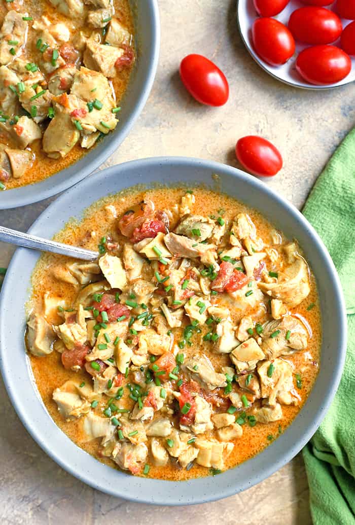 This Paleo Whole30 Instant Pot Chicken Curry is so fast and flavorful! It is so easy to make and only has 7 ingredients. Using the Instant Pot saves time and the result is moist chicken, creamy sauce, and rich flavor. You will love it! Gluten free, dairy free, and low fodmap.