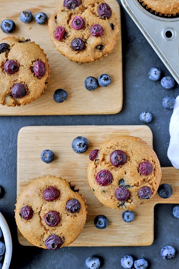 These Easy Paleo Blueberry Muffins are so quick and easy! They are super moist, packed with juicy blueberries, and make a great breakfast. Gluten free, dairy free, and naturally sweetened.
