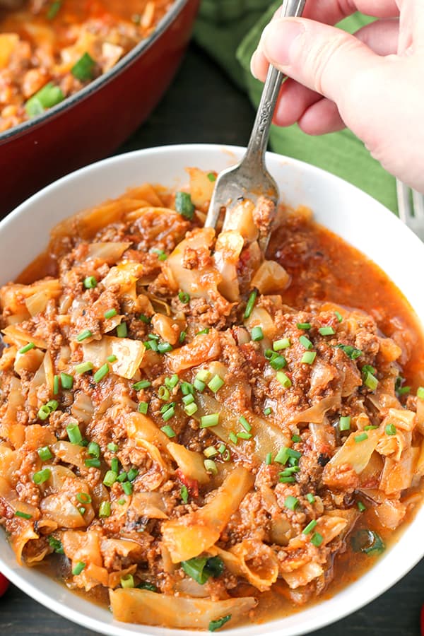 This Paleo Whole30 Cabbage Roll in a Bowl is a fun way to enjoy cabbage rolls without all the work. A quick, healthy dinner that is gluten free, dairy free, and so delicious!