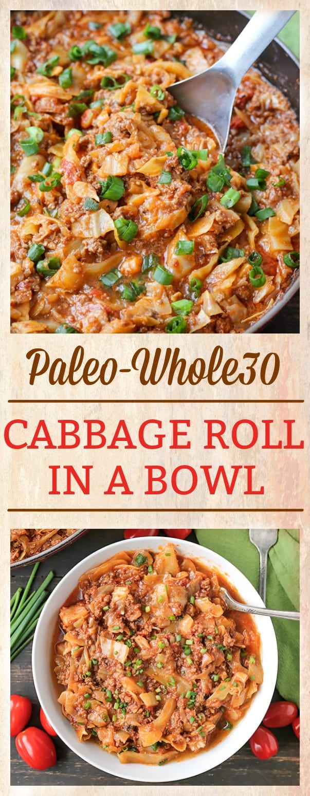 This Paleo Whole30 Cabbage Roll in a Bowl is a fun way to enjoy cabbage rolls without all the work. A quick, healthy dinner that is gluten free, dairy free, and so delicious! Instant Pot and stove-top instructions. 