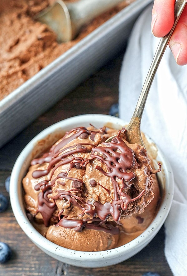 This Paleo Death By Chocolate Ice Cream is rich, creamy, and so delicious! 7 simple ingredients and a little hands on time for a treat that is so good you won't be able to tell it's healthy. Dairy free, naturally sweetened and gluten free.