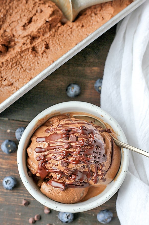 This Paleo Death By Chocolate Ice Cream is rich, creamy, and so delicious! 7 simple ingredients and a little hands on time for a treat that is so good you won't be able to tell it's healthy. Dairy free, naturally sweetened and gluten free.