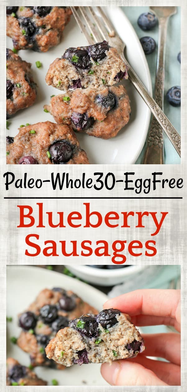 These Paleo Whole30 Blueberry Breakfast Sausages are a great way to switch-up your morning breakfast. Made with just 6 simple ingredients and so irresistible! Gluten free, dairy free, egg free and low fodmap.