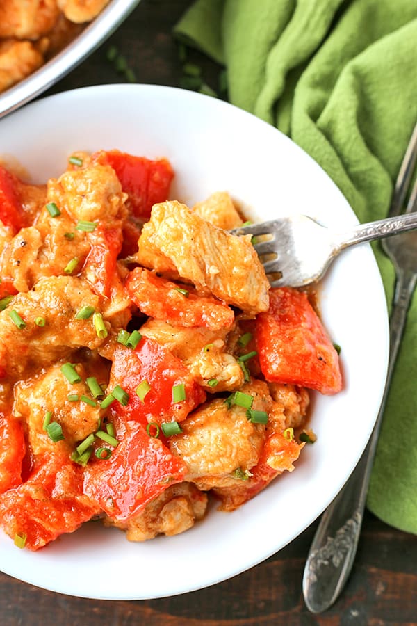 This Paleo Whole30 Sweet and Sour Chicken is a meal the whole family will love. A homemade sauce that is sweetened with only fruit and comes together quickly. A heathy, easy meal that is gluten free, dairy free, and low fodmap.