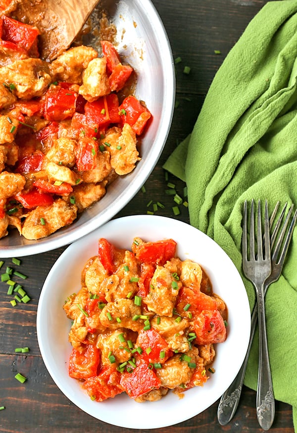 This Paleo Whole30 Sweet and Sour Chicken is a meal the whole family will love. A homemade sauce that is sweetened with only fruit and comes together quickly. A heathy, easy meal that is gluten free, dairy free, and low fodmap.