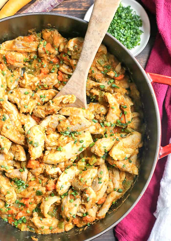 This Paleo Whole30 Fricase de Pollo (Chicken Fricassee) is a hearty chicken dish that is rich in flavor and so delicious. This classic Cuban dish is made over to be healthy while still being total comfort food. It's AIP, dairy free, gluten free, and low fodmap.