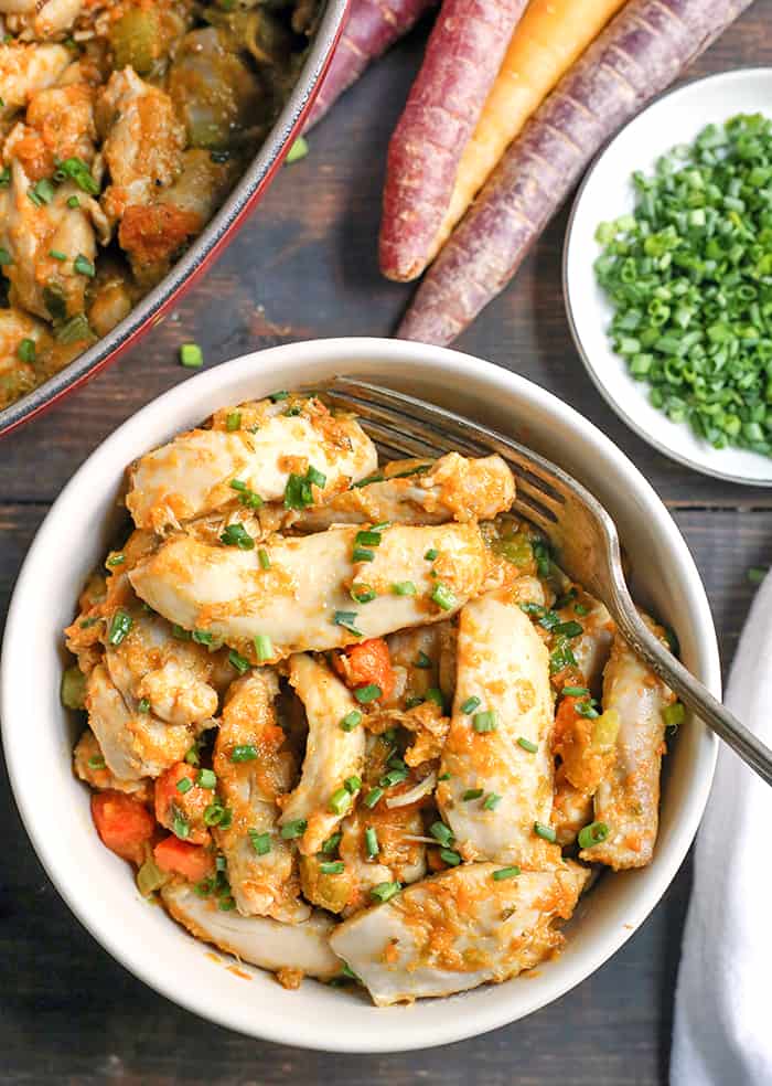 This Paleo Whole30 Fricase de Pollo (Chicken Fricassee) is a hearty chicken dish that is rich in flavor and so delicious. This classic Cuban dish is made over to be healthy while still being total comfort food. It's AIP, dairy free, gluten free, and low fodmap.