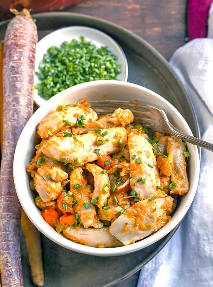 This Paleo Whole30 Fricase de Pollo (Chicken Fricassee) is a hearty chicken dish that is rich in flavor and so delicious. This classic Cuban dish is made over to be healthy while still being total comfort food. It's AIP, dairy free, gluten free, and low fodmap.