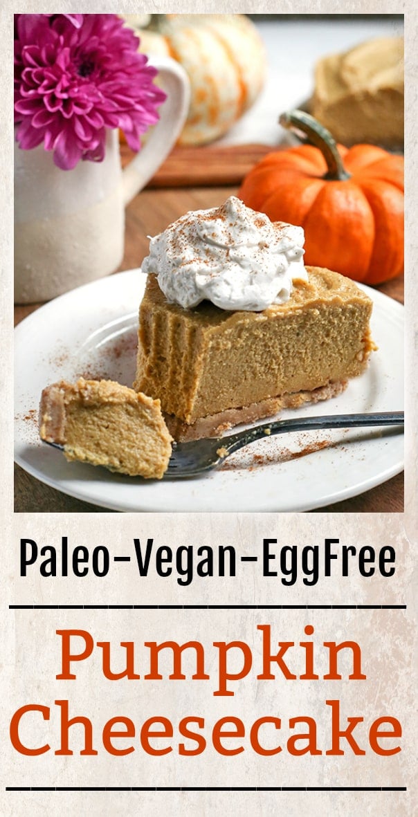 This Paleo Vegan Pumpkin Cheesecake is super creamy with a graham cracker-like crust and a filling made with cashews. It is gluten free, dairy free, vegan, naturally sweetened and almost completely no-bake. A dessert everyone will love.