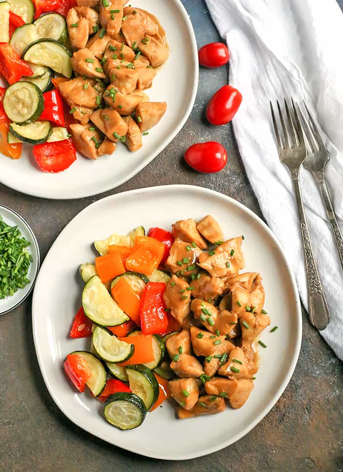 This Paleo Whole30 Chicken Teriyaki is a healthy version of the classic take-out dish. Instant Pot and stove-top instructions included. It's gluten free, dairy free, low fodmap and sweetened with only a little fruit juice.