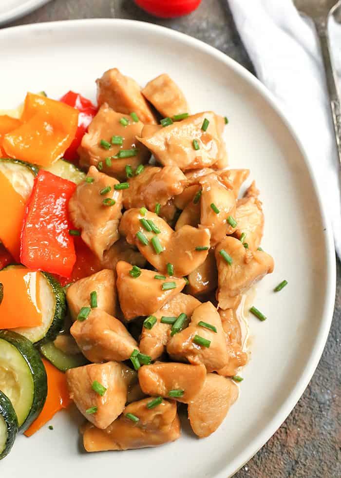 This Paleo Whole30 Chicken Teriyaki is a healthy version of the classic take-out dish. Instant Pot and stove-top instructions included. It's gluten free, dairy free, low fodmap and sweetened with only a little fruit juice.