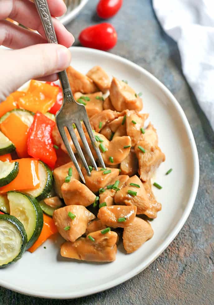 This Paleo Whole30 Chicken Teriyaki is a healthy version of the classic take-out dish. Instant Pot and stove-top instructions included. It's gluten free, dairy free, low fodmap and sweetened with only a little fruit juice.