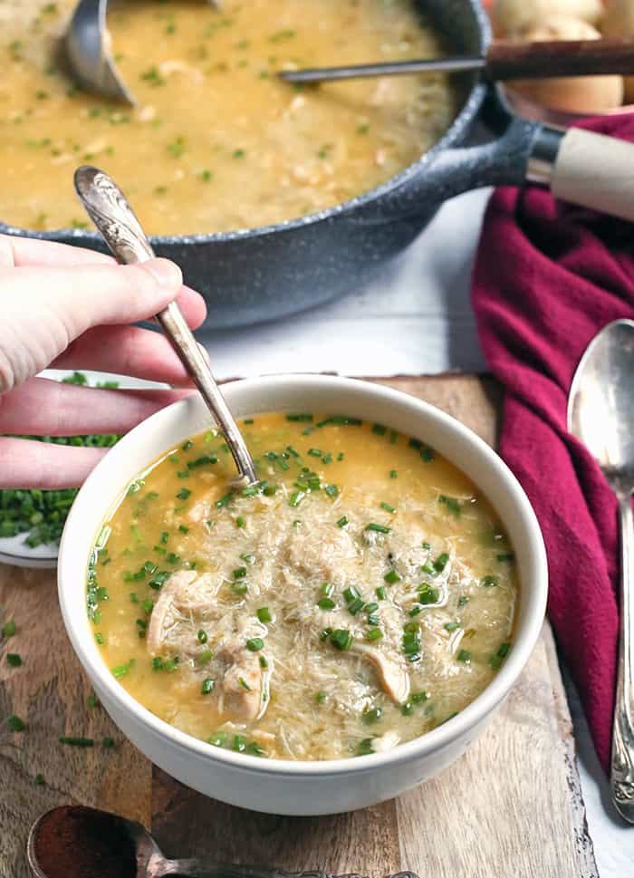 This Paleo Whole30 Instant Pot White Chicken Chili is easy to make and so delicious! Comfort food made way easier thanks to the Instant Pot. It's gluten free, dairy free, and low fodmap.