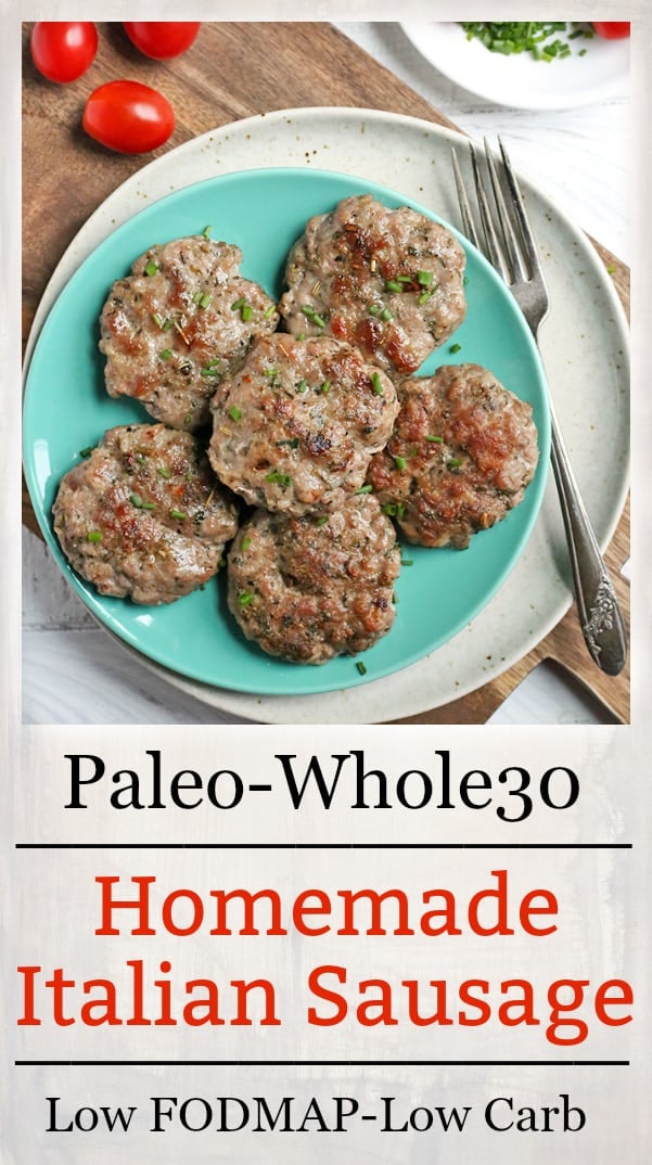 This Paleo Whole30 Homemade Italian Sausage is so easy to make and packed with flavor. A blend of savory seasonings make healthy, delicious sausage that is sugar free, low carb and low fodmap.