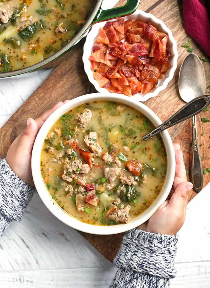 This Paleo Whole30 Zuppa Toscana is a low FODMAP version that is still packed with flavor. A hearty soup that the whole family will love. It's gluten free, dairy free, and so delicious!