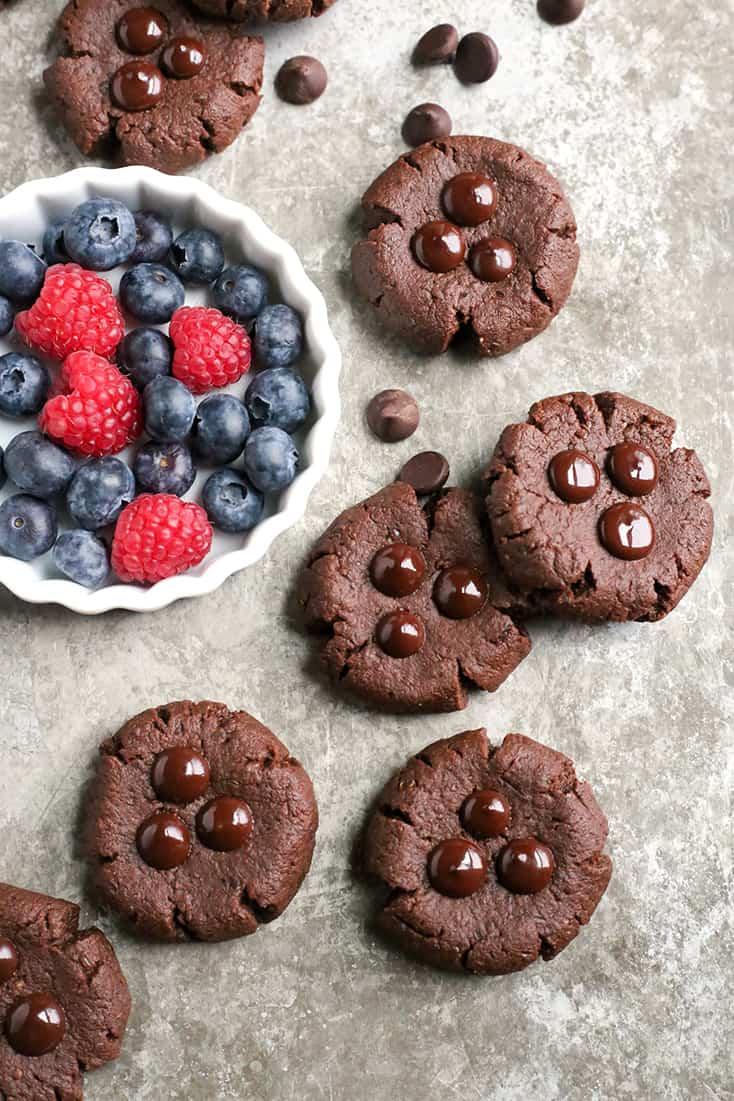 These Paleo Nut-Free Chocolate Brownie Cookies have only 3 ingredients and are so easy to make. They are rich and super chocolatey. Sweetened only with dates and they also are gluten free, dairy free, egg free, and vegan.
