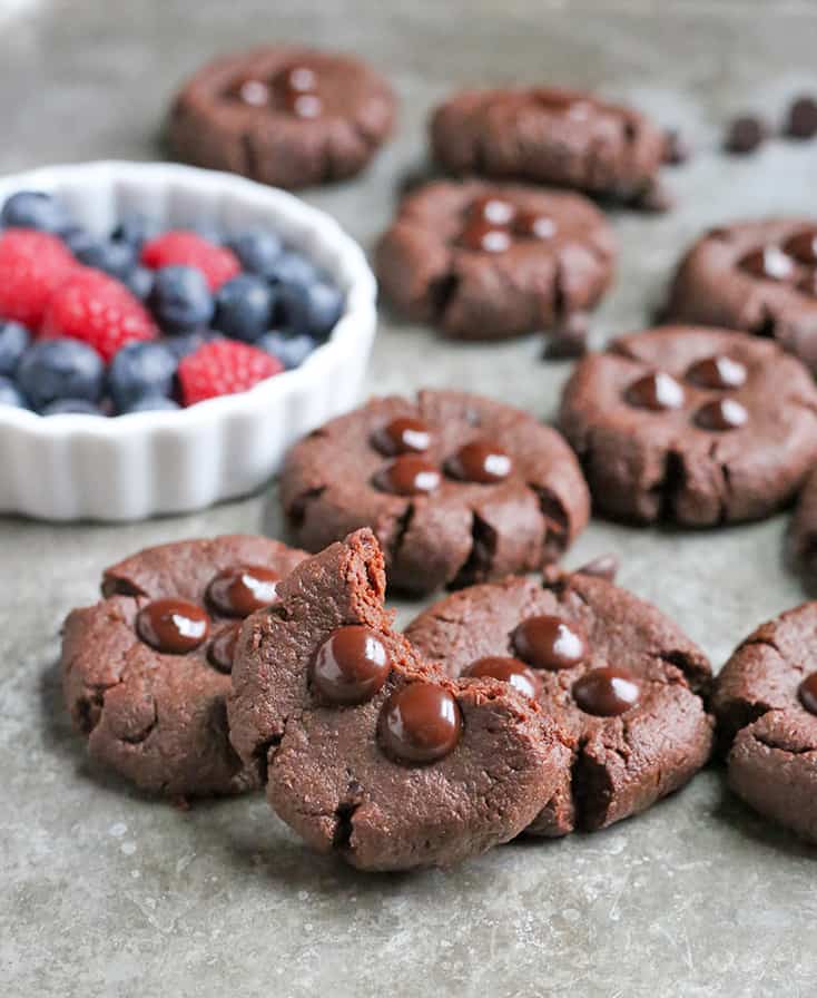 These Paleo Nut-Free Chocolate Brownie Cookies have only 3 ingredients and are so easy to make. They are rich and super chocolatey. Sweetened only with dates and they also are gluten free, dairy free, egg free, and vegan.