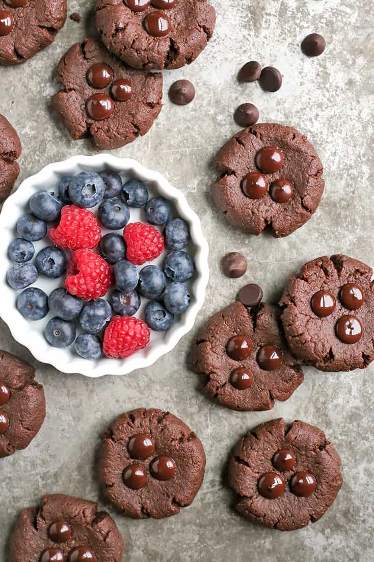 These Paleo Nut-Free Chocolate Brownie Cookies have only 3 ingredients and are so easy to make. They are rich and super chocolatey. Sweetened only with dates and they also are gluten free, dairy free, egg free, and vegan.