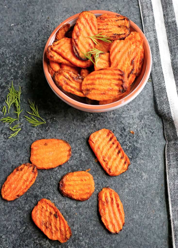 These Paleo Whole30 Air Fryer Carrots are easy, quick, and perfectly cooked. A great side dish that everyone will love. Gluten free, dairy free, and low FODMAP.