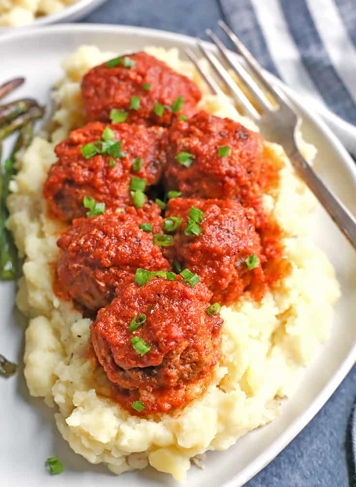 These Paleo Whole30 Barbecue Meatballs are made in the Instant Pot which makes the quick and juicy. They are cooked in a homemade barbecue sauce that is flavorful and easy. Gluten free, dairy free, nut free, egg free, and low FODMAP.