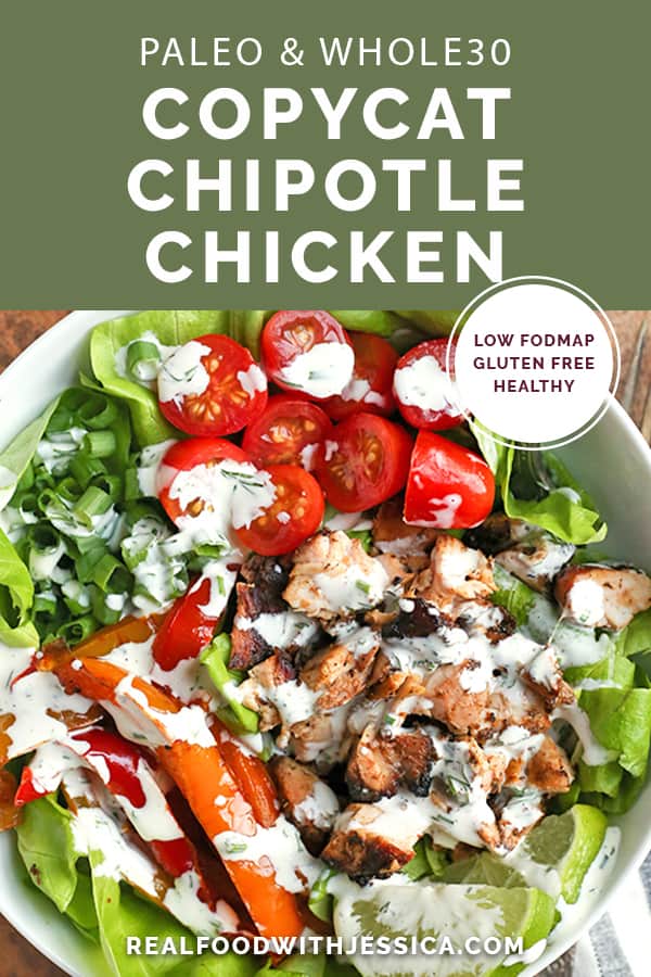 This Paleo Whole30 Copycat Chipotle Chicken is so flavorful and moist. You will love this homemade version that is gluten free, dairy free, low carb, and low FODMAP.