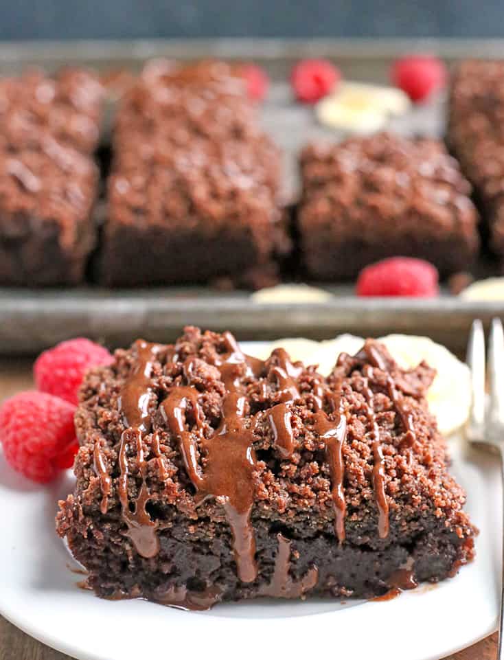 This Paleo Chocolate Banana Coffee Cake is rich, decadent and irresistible. It makes a great breakfast or dessert and is gluten free, dairy free, and naturally sweetened. 