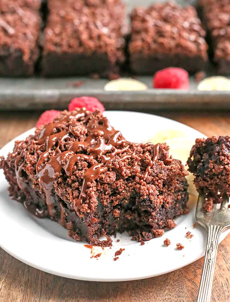 This Paleo Chocolate Banana Coffee Cake is rich, decadent and irresistible. It makes a great breakfast or dessert and is gluten free, dairy free, and naturally sweetened. 