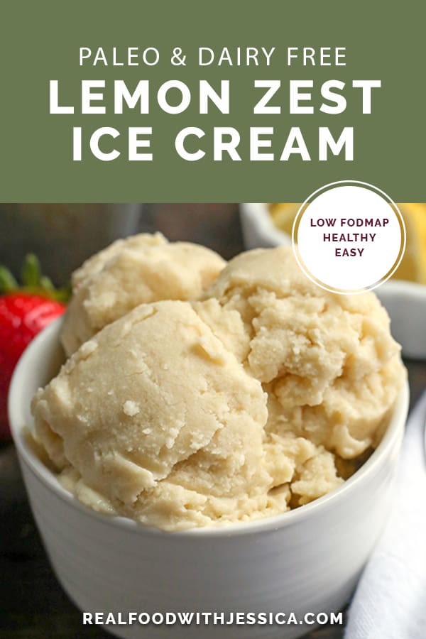 This Paleo Lemon Zest Ice Cream is tangy, creamy, and so delicious! Easy to make and dairy free, naturally sweetened and low FODMAP.