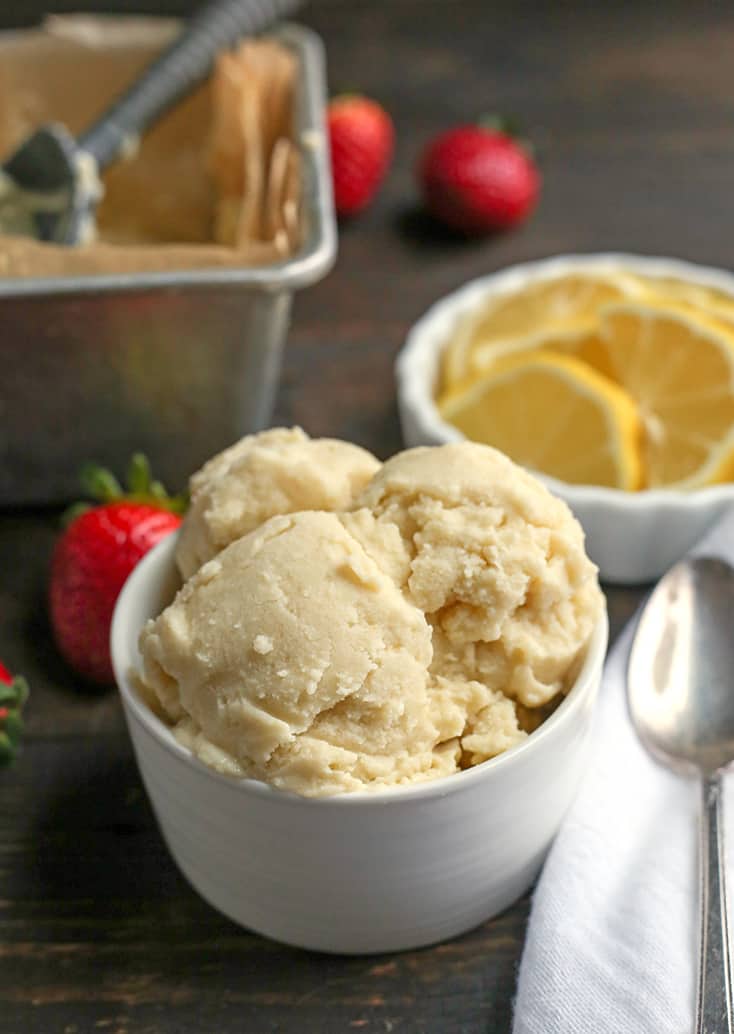 This Paleo Lemon Zest Ice Cream is tangy, creamy, and so delicious! Easy to make and dairy free, naturally sweetened and low FODMAP.