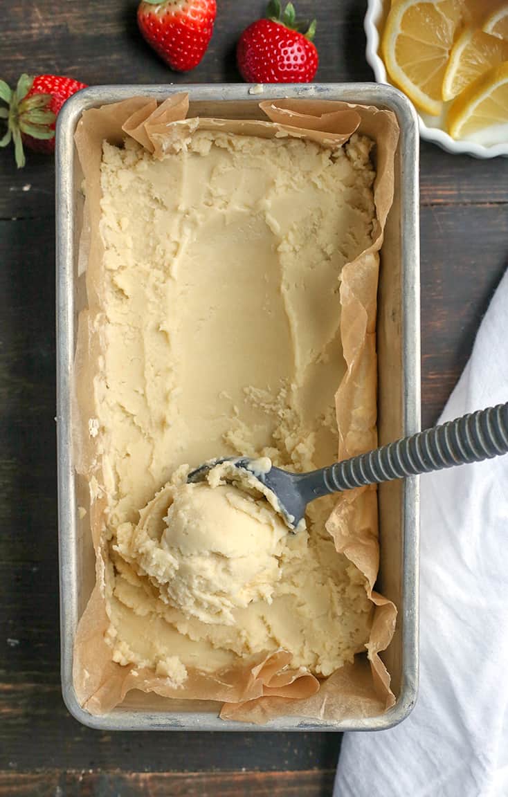 This Paleo Lemon Zest Ice Cream is tangy, creamy, and so delicious! Easy to make and dairy free, naturally sweetened and low FODMAP.