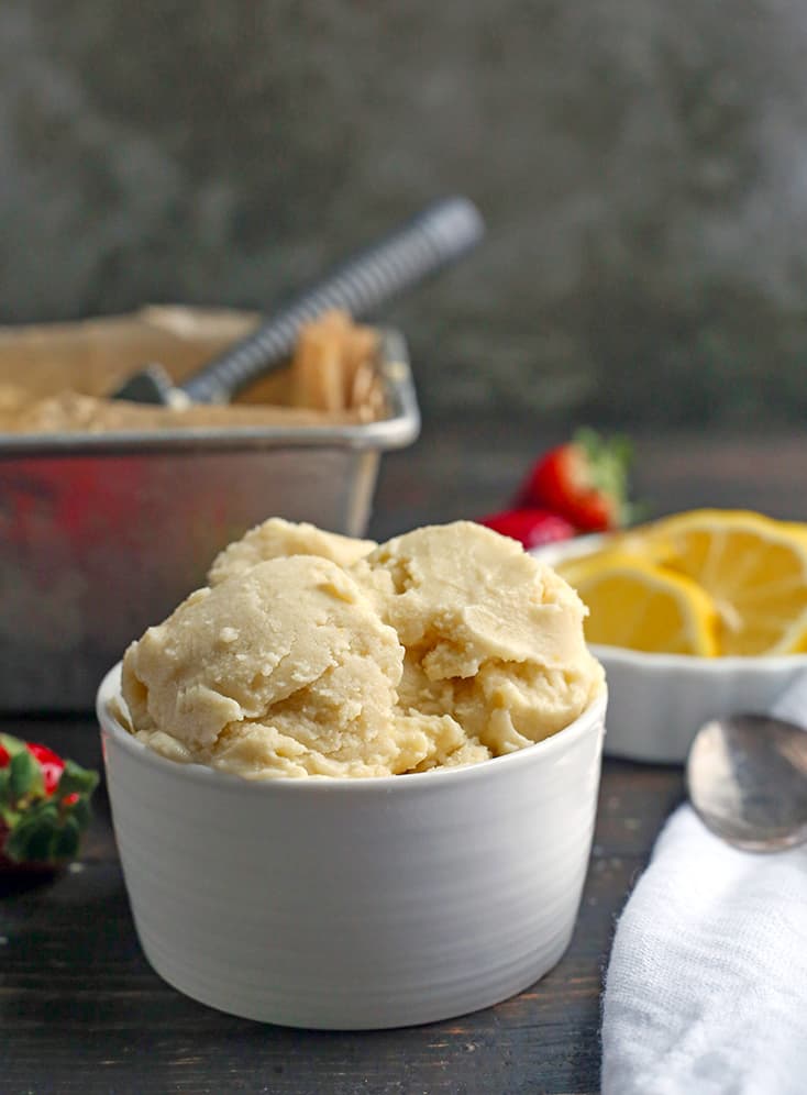 This Paleo Lemon Zest Ice Cream is tangy, creamy, and so delicious! Easy to make and dairy free, naturally sweetened and low FODMAP.