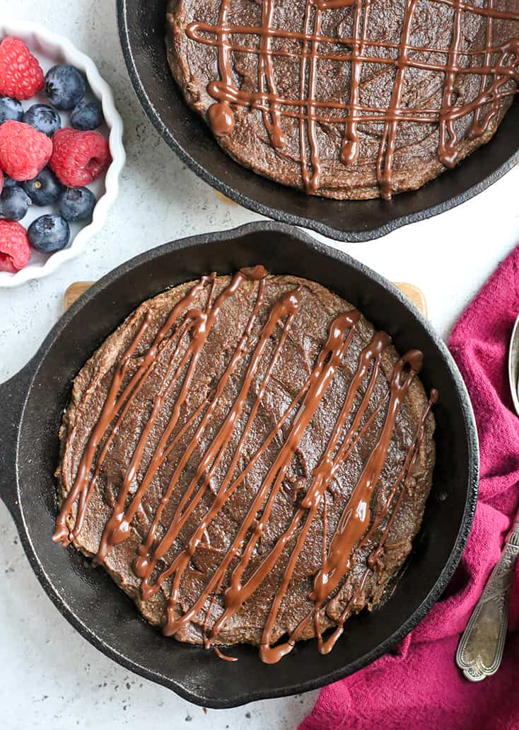 This Paleo Nut Free Skillet Brownie For Two is such a great quick dessert perfectly portioned for 2 people. Rich, sweet, and healthy! They are gluten free, dairy free, and naturally sweetened.