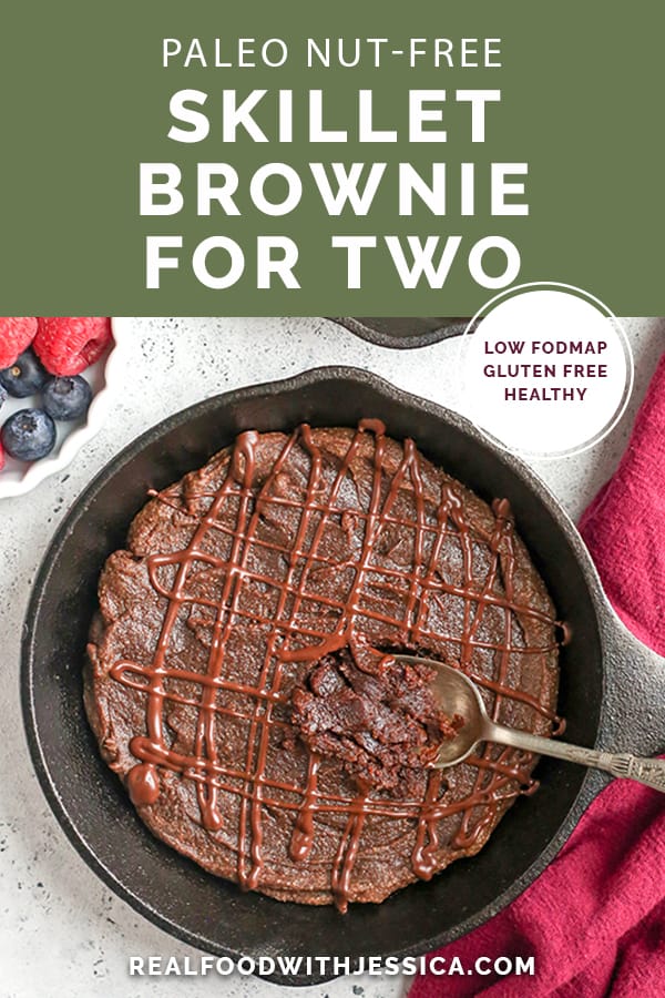 This Paleo Nut Free Skillet Brownie For Two is such a great quick dessert perfectly portioned for 2 people. Rich, sweet, and healthy! They are gluten free, dairy free, and naturally sweetened.