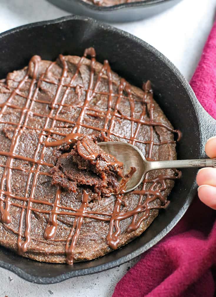 This Paleo Nut Free Skillet Brownie For Two is such a great quick dessert perfectly portioned for 2 people. Rich, sweet, and healthy! They are gluten free, dairy free, and naturally sweetened.