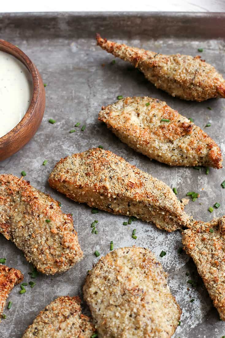 This Paleo Whole30 Air Fryer Breaded Chicken tastes amazing, is crispy, and healthy. Gluten free, dairy free, nut free, egg free, low carb, and low FODMAP.