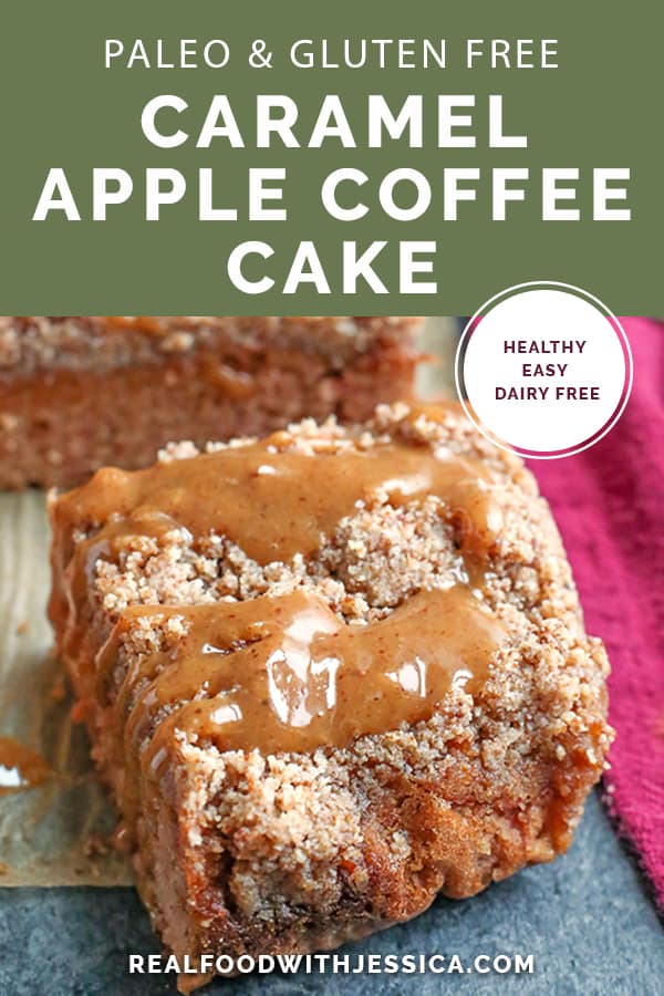 This Paleo Caramel Apple Coffee Cake is tender, moist, with the best crumb topping and a sweet drizzle of caramel. It's gluten free, dairy free, naturally sweetened and so delicious!