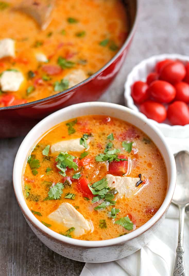 This Paleo Whole30 Fish Stew is quick, easy, and delicious! Made in 20 minutes makes it a great weeknight dinner. Gluten free, dairy free, low carb, and low FODMAP. 