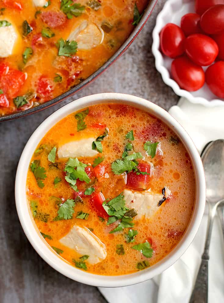 This Paleo Whole30 Fish Stew is quick, easy, and delicious! Made in 20 minutes makes it a great weeknight dinner. Gluten free, dairy free, low carb, and low FODMAP. 