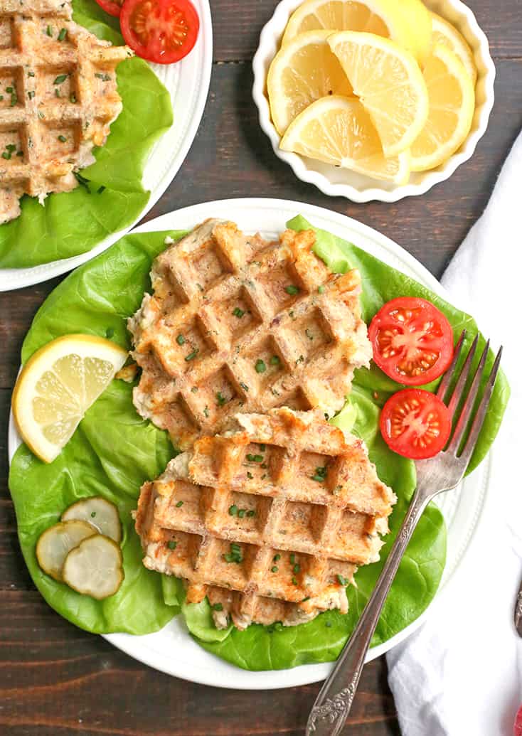 These Paleo Whole30 Tuna Cake Waffles are quick, easy, and healthy! Made in just minutes and gluten free, dairy free, nut free, and low FODMAP.